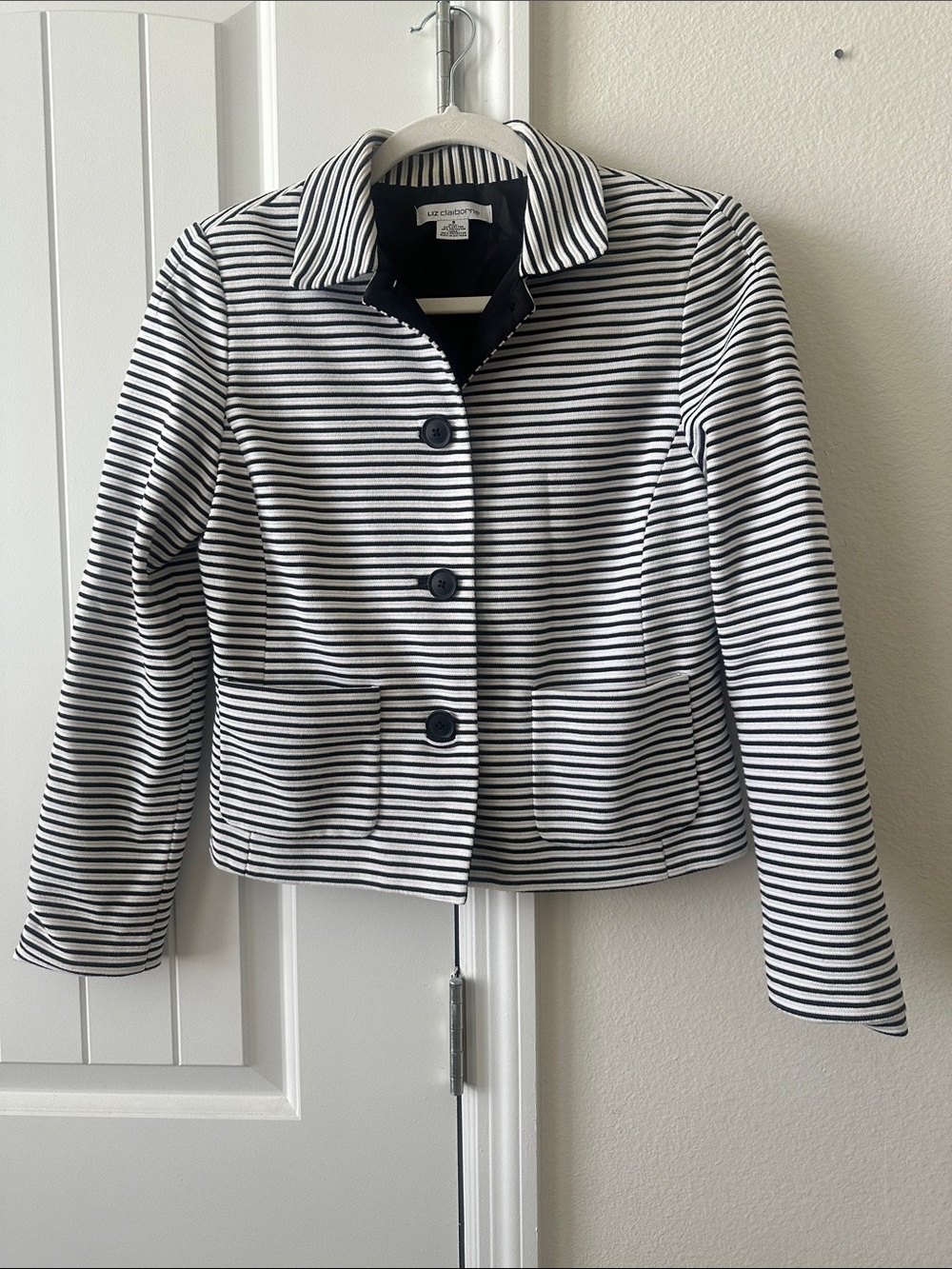 Liz Claiborne Black & White Striped Blazer Jacket